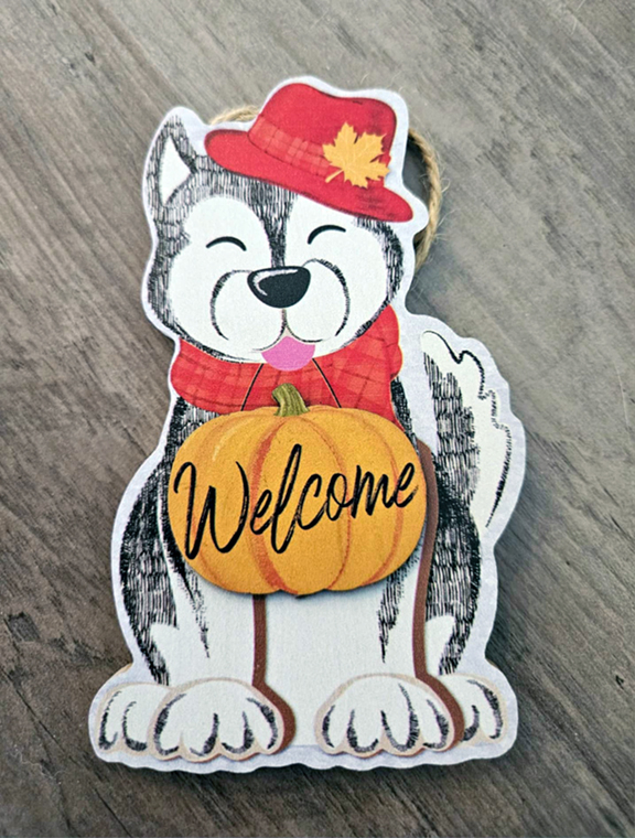 Image of Welcome Fall Husky Ornament