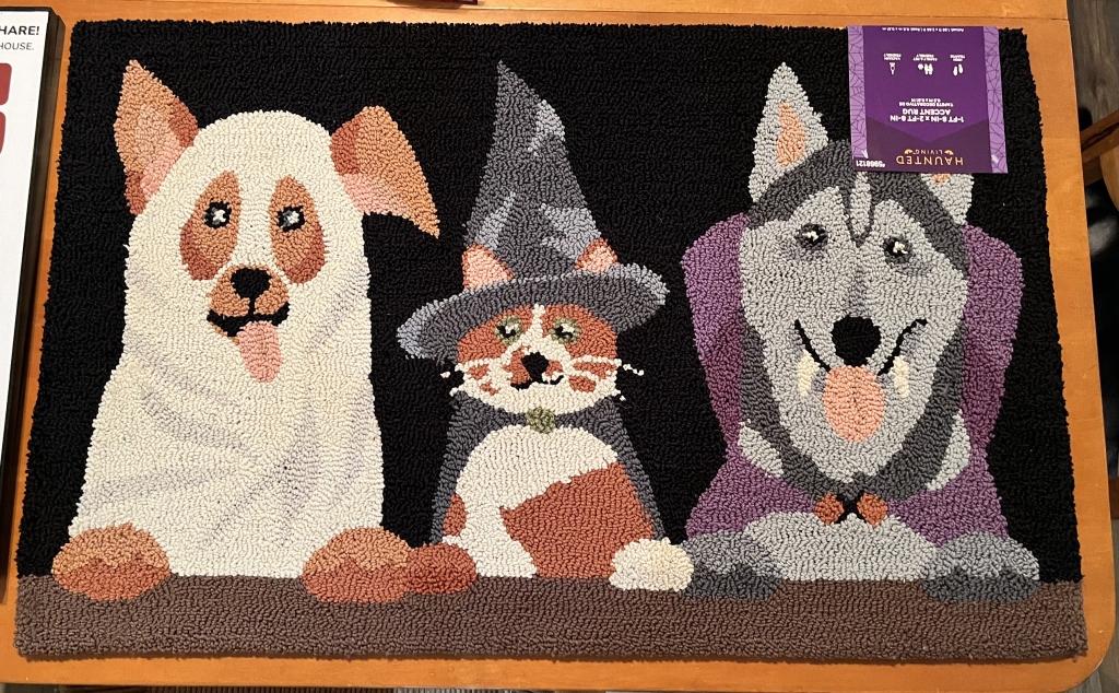 Image of Halloween Door Mat featuring a husky