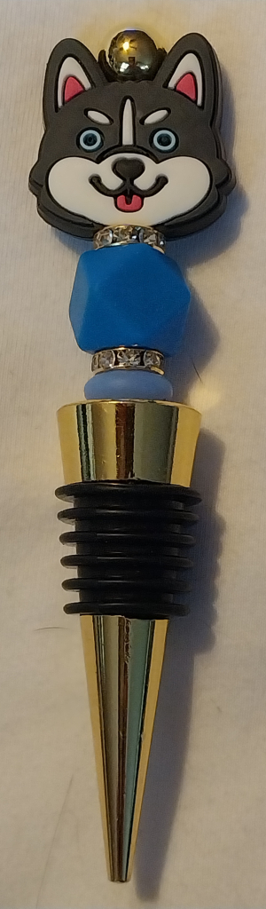 Image of Grey Husky Wine Stopper (gold)