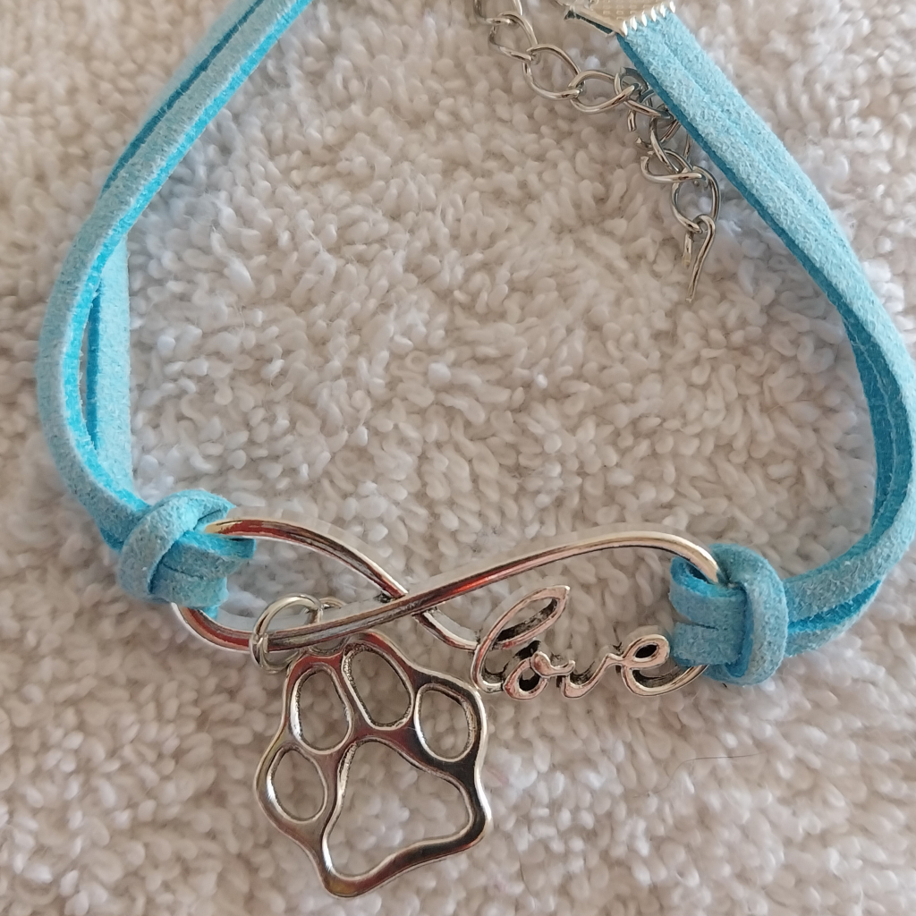 Image of Blue Paw Print Love Bracelet