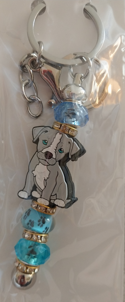 Image of Blue Pitbull Keychain - Handmade