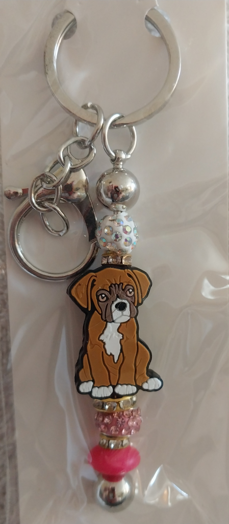 Image of Pink Boxer Bling Keychain - Handmade