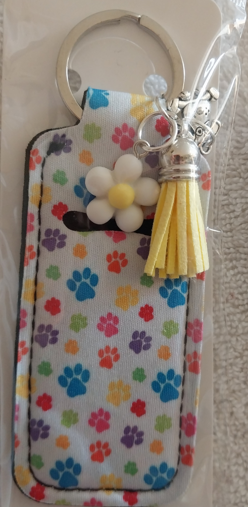 Image of Rainbow Paw Print Chapstick Holder with Dog Charm