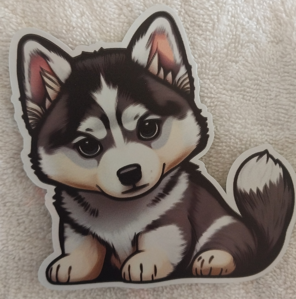 Image of Husky Puppy Window Sticker 4x5