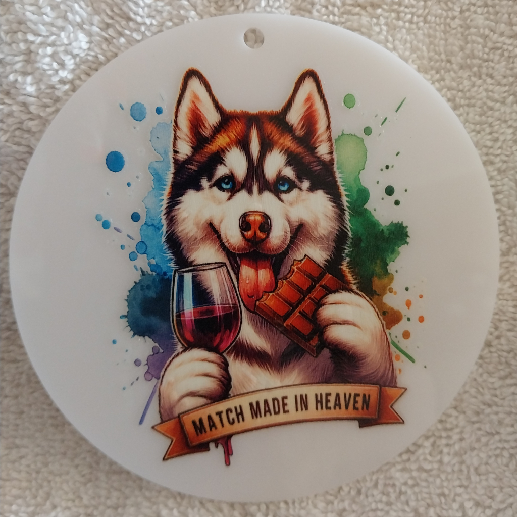 Image of Husky 4" Round Ornament- Match Made in Heaven