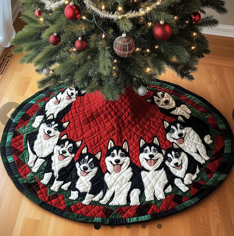 Image of Christmas Husky Tree Skirt