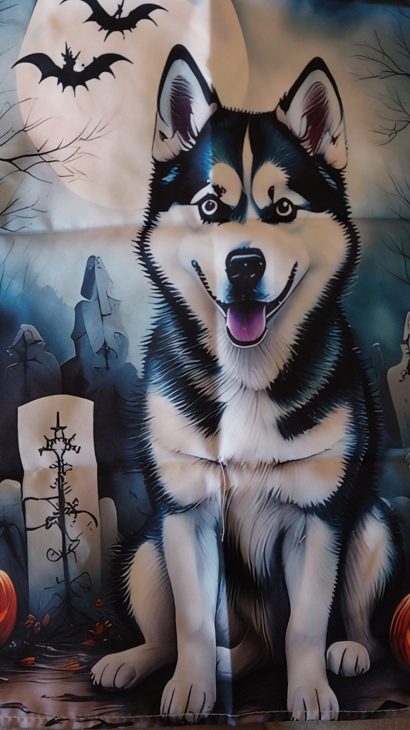 Image of Small Husky Halloween Garden Flag