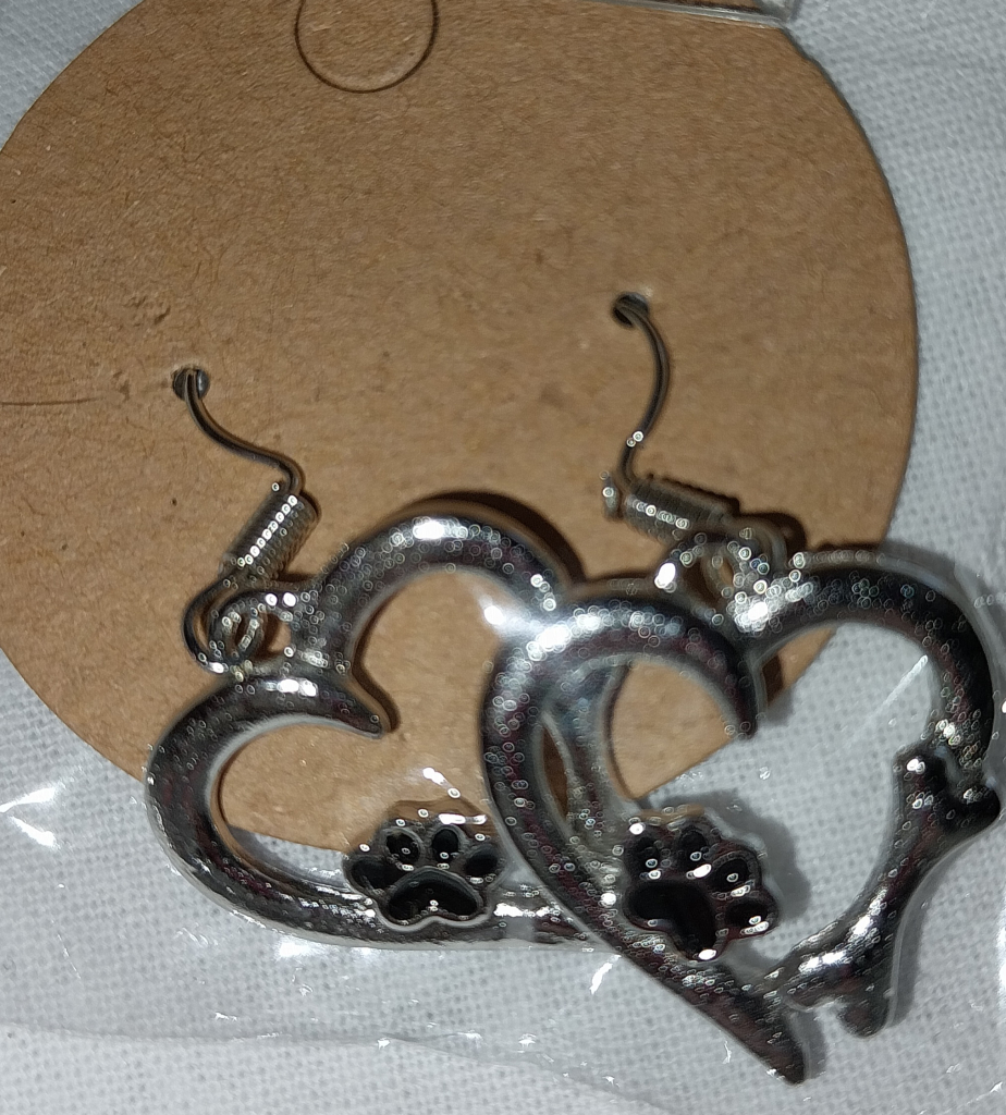 Image of Heart earrings with Paw Print