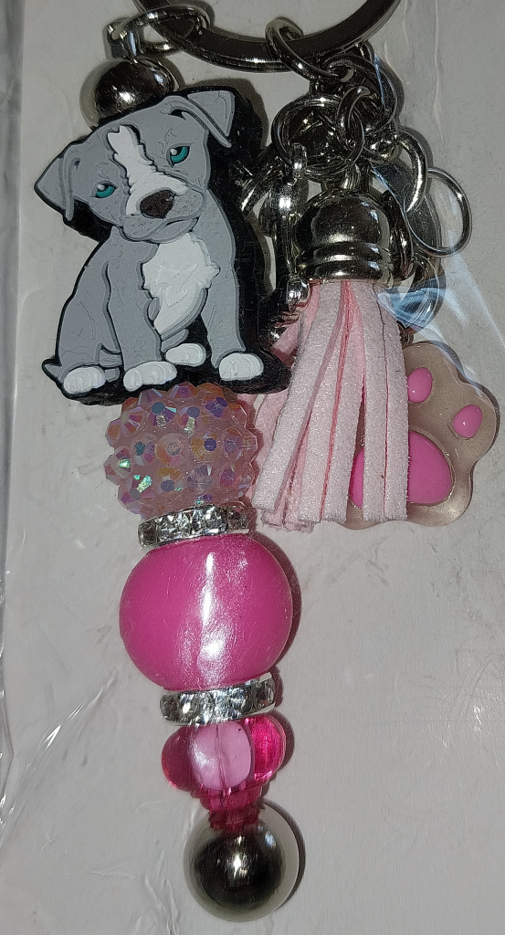 Image of Pink Pitbull Pup Keychain