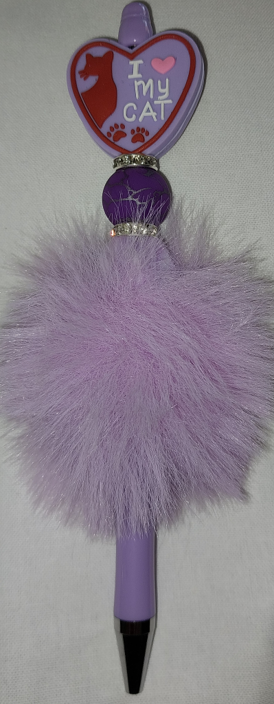 Image of Purple Cat Fuzzy Pen