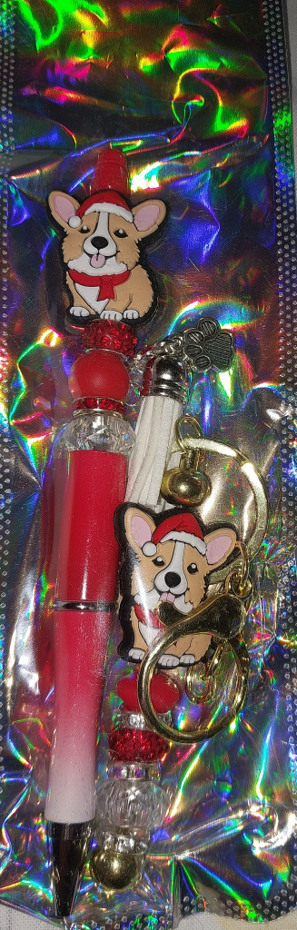 Image of Corgi Keychain and pen set