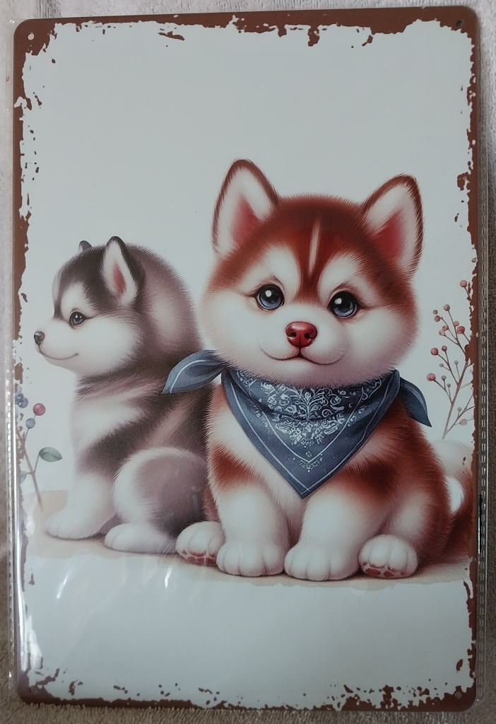 Image of Red Husky Tin Wall Hanging