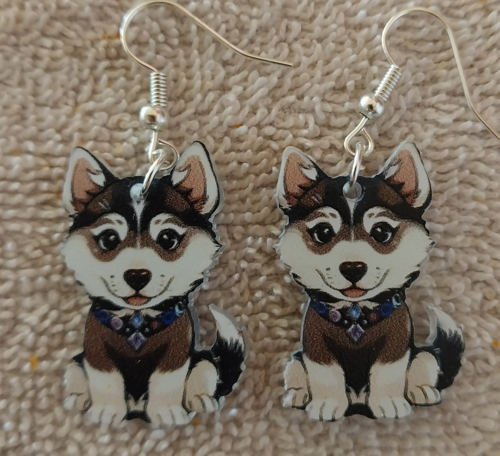 Image of Husky Puppy Earrrings