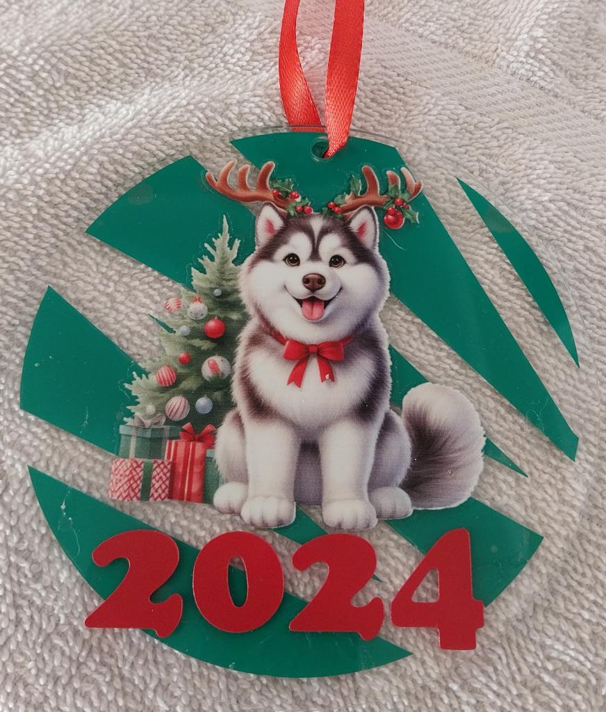 Image of Handmade Husky Christmas ornament