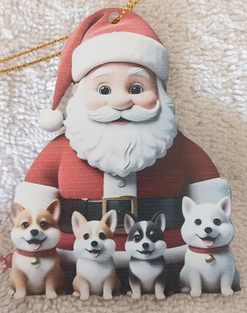 Image of Santa with Huskies Christmas Ornament