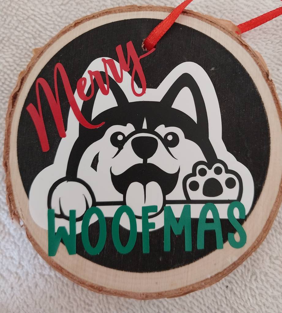 Image of Husky Merry Woofmas Christmas Ornament - Handmade