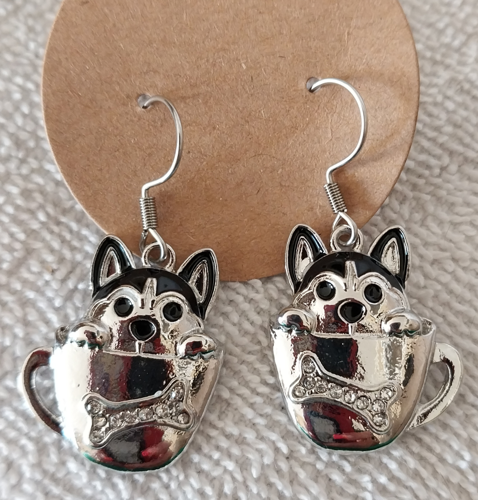 Image of Husky in cup Earrings