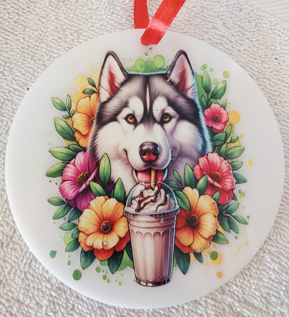 Image of Adorable Husky Ornament - Handmade