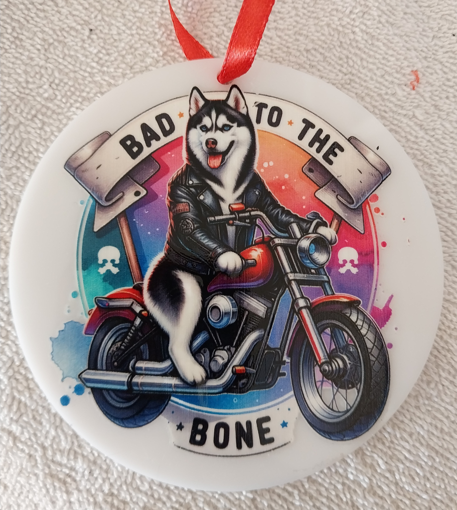 Image of Bad to the Bone Husky Ornament