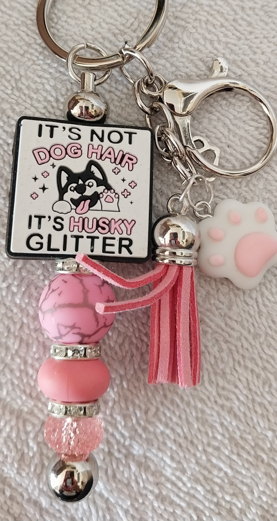 Image of It's Husky Glitter Handmade Keychain