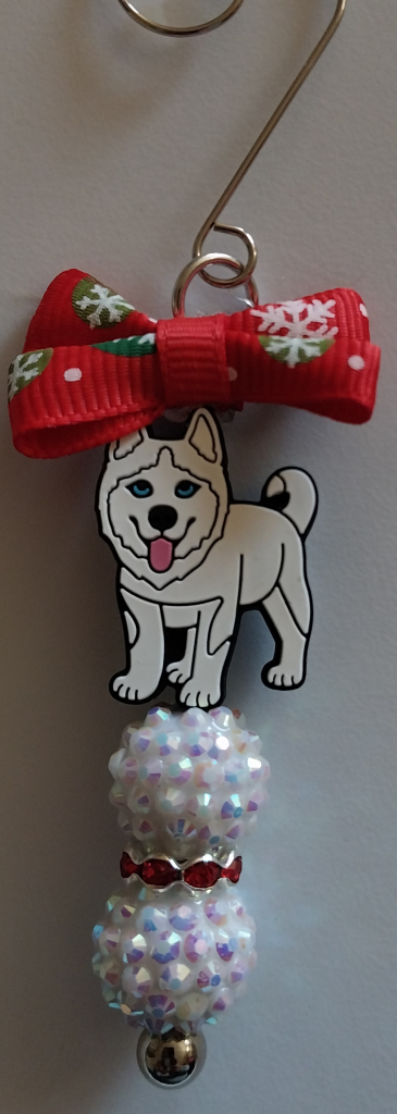 Image of White Husky Christmas Ornament - Handmade