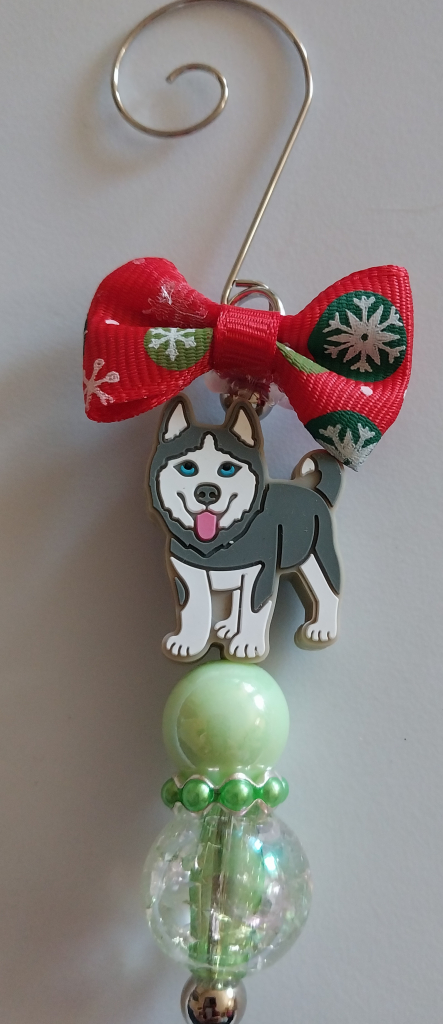 Image of Gray and White Husky Chriatmas Ornament