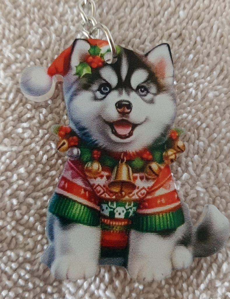 Image of Christmas Husky Keychain